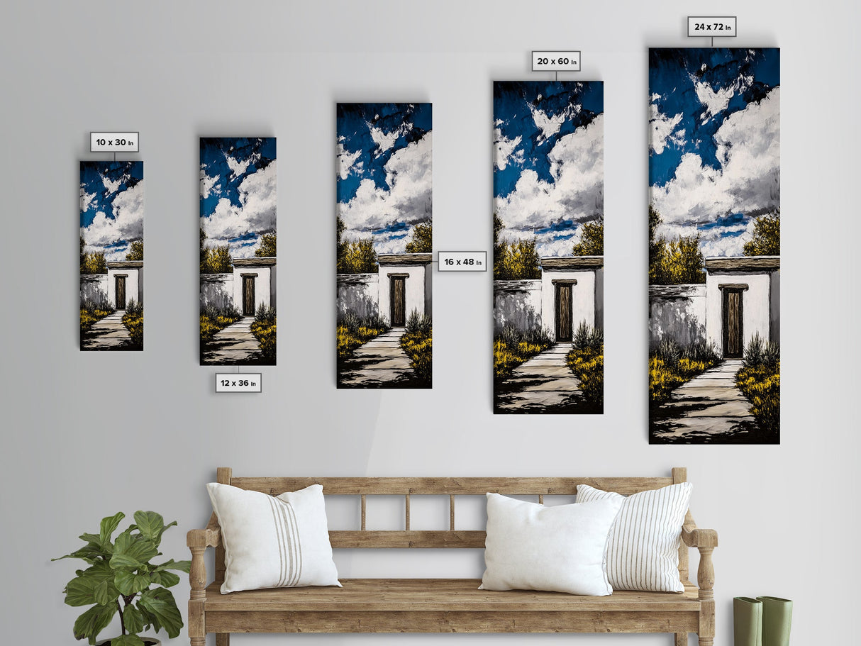 Modern Desert, Rustic Door, Southwest Home, Framed Canvas Print, Adobe House, Boho Decor, Minimalist Wall Art, Living Room Wall Art