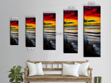 Vibrant Sunset, Coastal Scene, Ocean View, Canvas Print, Beach House Wall Art, Warm Tones, Living Room Decor, Abstract Nature Art