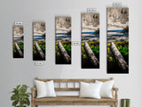 Driftwood Coast, Coastal Landscape, Beach Art, Ocean Decor, Natural Serenity, Rustic Style, Blue And Green Art, Framed Canvas Print