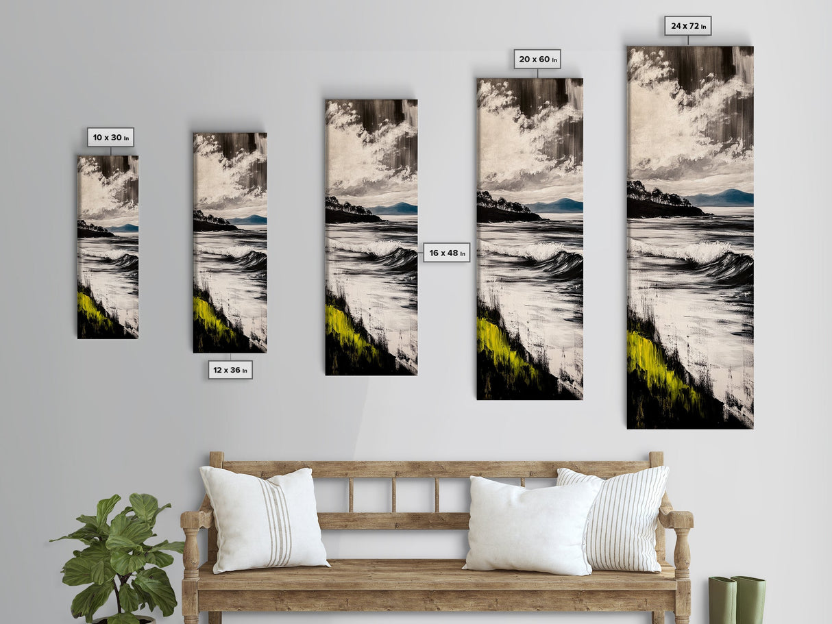 Monochrome Wave, Black White Ocean Art, Surf Seascape, Minimalist Beach Print, Nautical Decor, Coastal Wall Art, Canvas Print