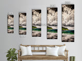 Emerald Waters, Coastal Horizon, Ocean Reflection, Vibrant Green Landscape, Modern Decor, Contemporary Beach House, Framed Canvas Print