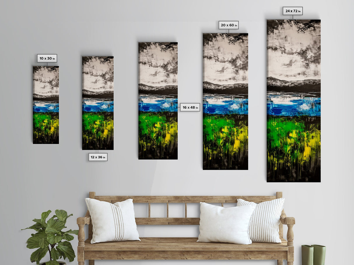 Mountain Reflections, Blue Green Abstract, Scenic Nature Art, Bold Landscape, Modern Home Aesthetic, Office Wall Decor, Canvas Print