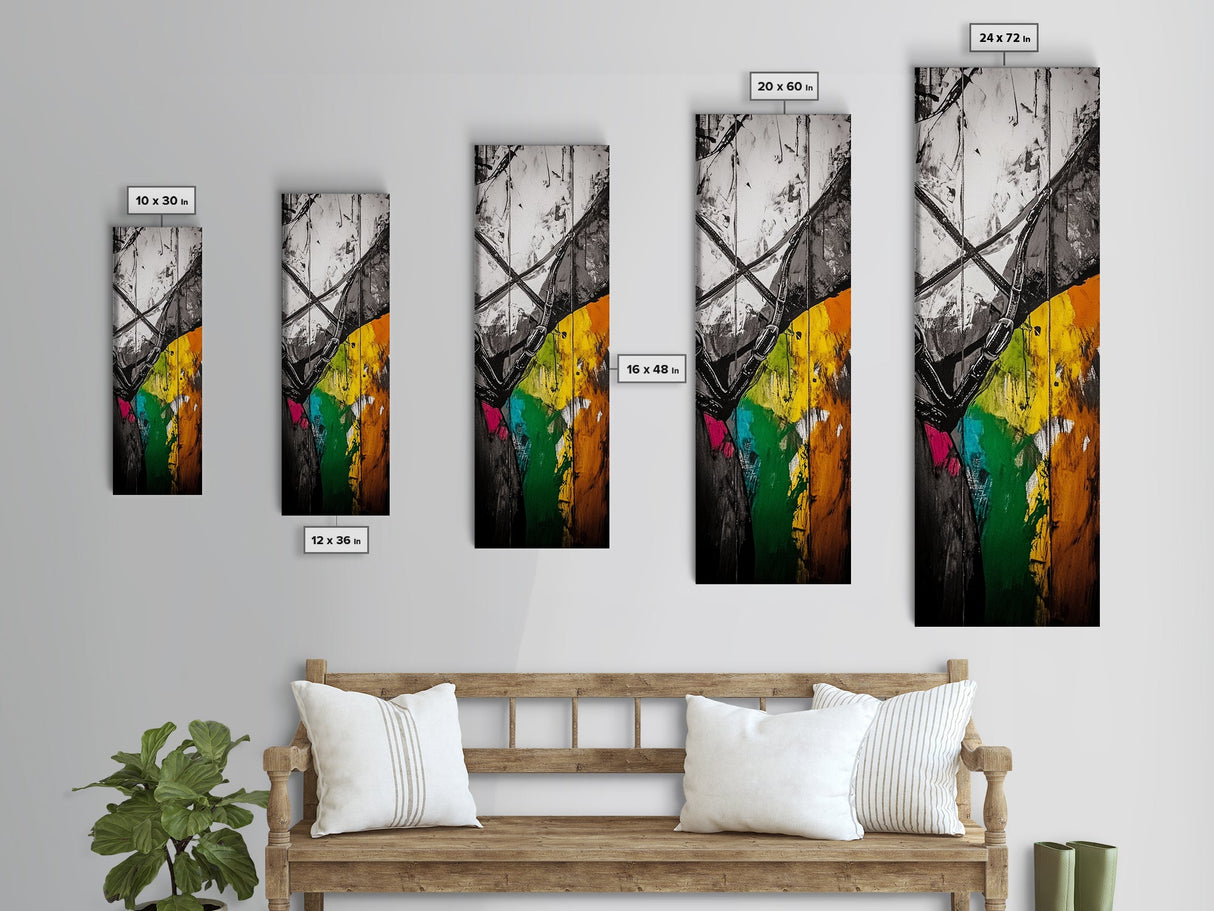 Horse Art, Abstract Equestrian, Rustic Canvas Print, Black White Wall Art, Living Room Artwork, Farmhouse Decor, Modern Western Art