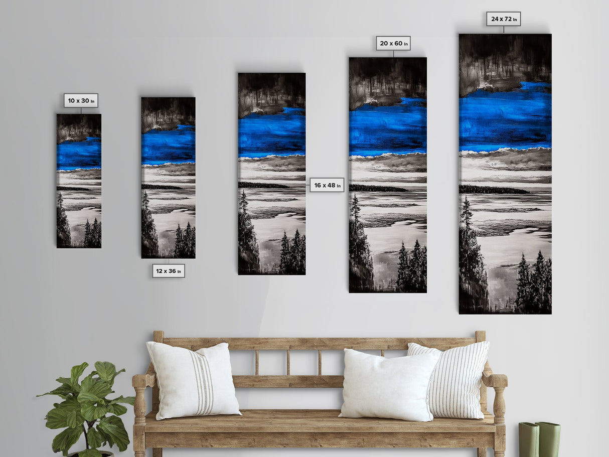 Abstract Seascape, Blue Black Wall Art, Coastal Canvas Print, Living Room Artwork, Ocean Decor, Large Modern Art, Contemporary Print