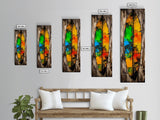 Rustic Surfboard, Abstract Art, Beach House Decor, Framed Canvas Print, Boho Wall Art, Coastal Living Room Artwork, Vibrant Painting