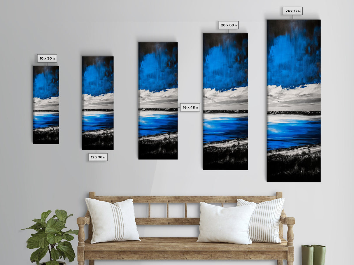 Blue Waters, Coastal Horizon, Minimalist Landscape, Modern Seascape, Canvas Print, Nautical Wall Art, Living Room Art, Office Decor