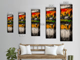 Forest Through Seasons, Abstract Nature Art, Vibrant Tree Painting, Framed Canvas Print, Modern Living Room Art, Colorful Landscape Art