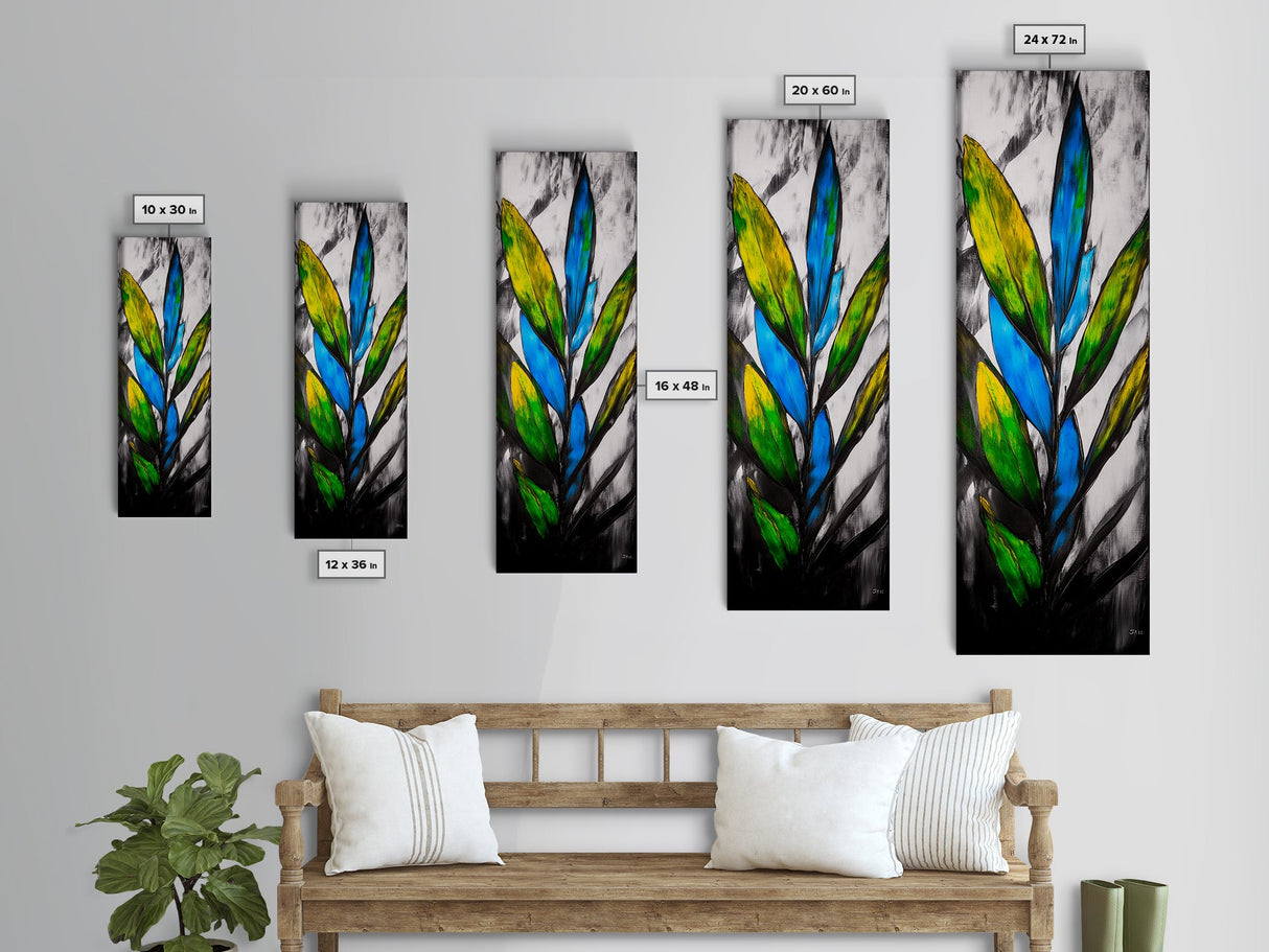 Tropical Leaves, Modern Botanical Art, Vibrant Green Decor, Canvas Print, Boho Home Decor, Nature Inspired Art, Living Room Wall Art