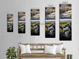 Stormy Landscape, Dramatic Sky Art, Moody Coastal Painting, Canvas Print, Nature Inspired Art, Dark Blue Wall Decor, Living Room Art