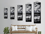 Teton Mountains, Framed Canvas Print, National Park Art, Rustic Cabin Decor, Wilderness Landscape, Black and White Art, Office Decor