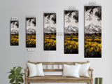Snowy Peaks, Fall Meadow, Framed Canvas Print, Rustic Landscape Art, Mountain Decor, Cozy Cabin Art, Nature Art, Dining Room Decor