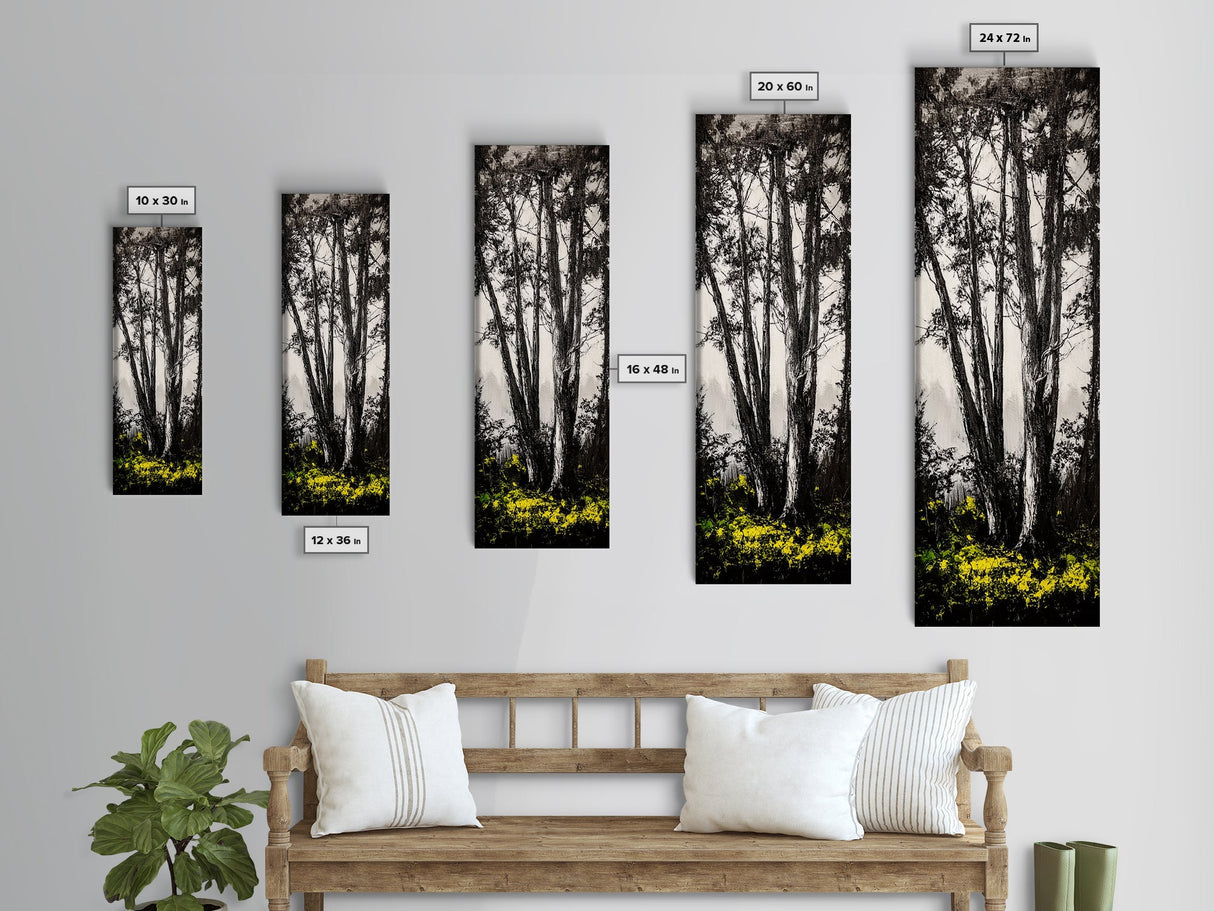 Black and White Tree Art, Forest Wall Decor, Nature Artwork, Minimalist Landscape, Rustic Home Decor, Office Art, Framed Canvas Print