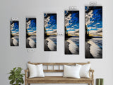 Ocean Sunset View, Coastal Landscape Painting, Blue Sky Wall Art, Beach House Decor, Minimalist Seascape Print, Canvas Print