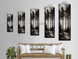 Black White Forest, Minimalist Wall Art, Monochrome Nature Print, Wooded Landscape, Moody Tree Art, Modern Home, Framed Canvas Print
