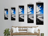 Black and White Beach, Monochrome Seascape, Moody Sky, Nature Photography, Framed Canvas Print, Minimalist Wall Art, Elegant Home Decor