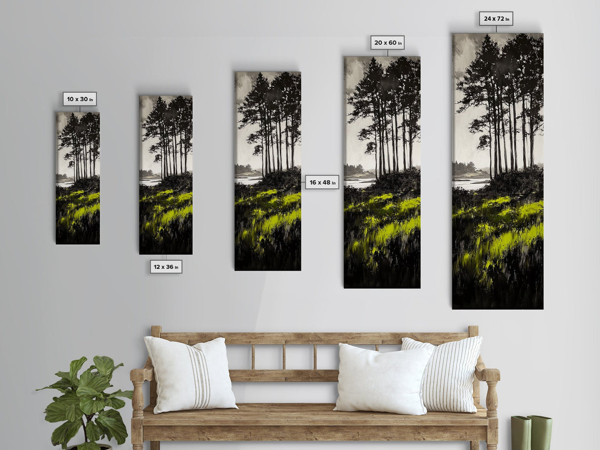 Forest Reflection, Mystical Landscape, Dark Green Art, Moody Nature, Framed Canvas Print, Living Room Wall Art, Elegant Home Aesthetic