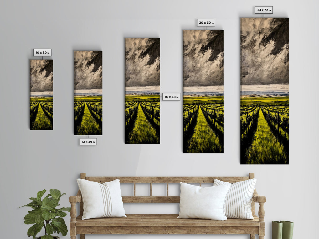 Vineyard Path, Wine Country, Rustic Landscape, Wall Decor, Living Room Art, Framed Canvas Print, Countryside, Nature Artwork