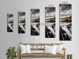 Dramatic Seascape, Stormy Ocean Art, Coastal Painting, Black and White Art, Monochrome Home Decor, Canvas Print, Living Room Accent