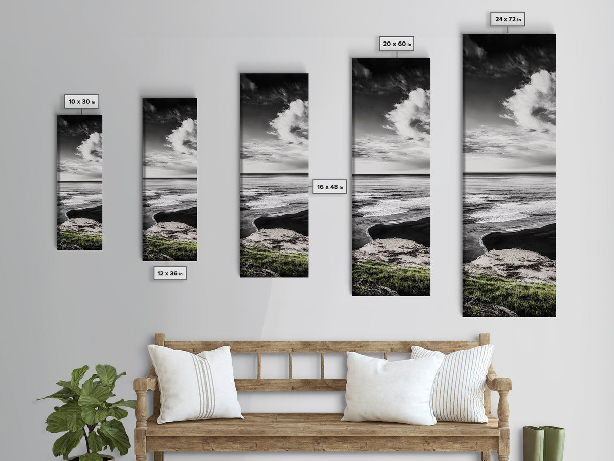 Tranquil Ocean, Minimalist Seascape, Black and White Wall Art, Coastal Serenity, Beach Photography, Canvas Print, Modern Home Decor