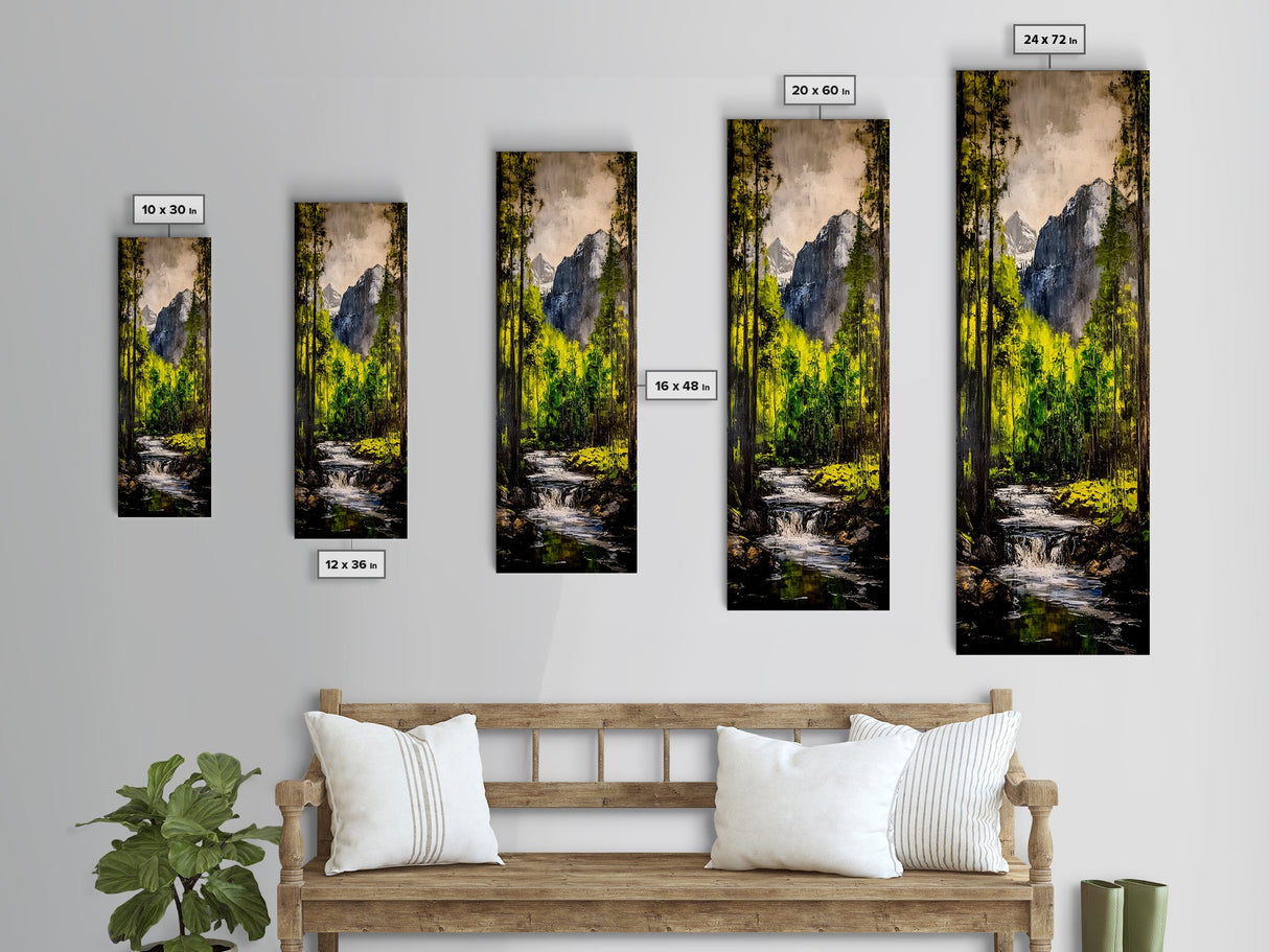 Mountain Escape, Waterfall Art, Forest Landscape, Framed Canvas Print, Nature Wall Art, Rustic Home Decor, Lodge Wall Art