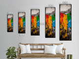 Colorful Abstract Landscape, Mountain Wall Art, Bright Textured Painting, Bold Statement Art, Living Room Decor, Framed Canvas Print