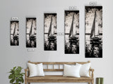 Black and White Sailboat, Nautical Wall Art, Minimalist Seascape Painting, Coastal Home Decor, Office or Bedroom Art, Framed Canvas Print