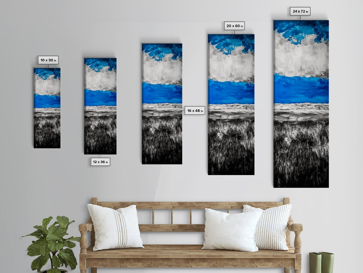 Ocean Horizon, Blue and White Seascape Painting, Coastal Wall Art, Modern Minimalist Decor, Living Room or Office Art, Canvas Print