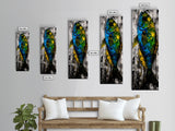 Abstract Fish Art, Coastal Wall Decor, Nautical Home Design, Ocean Themed Painting, Beach House Style, Framed Canvas Print