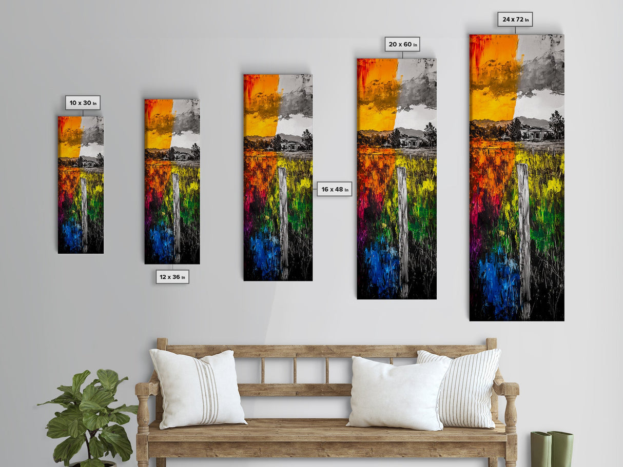 Golden Sunset, Rustic Landscape, Farmhouse Wall Art, Canvas Print, Living Room Decor, Cozy Autumn, Nature Painting, Warm Tones, Home Accent