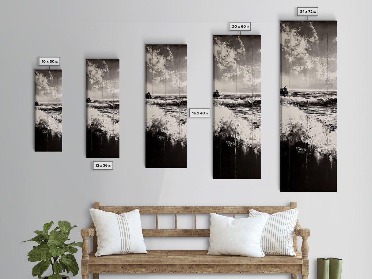 Twilight Shore, Coastal Serenity, Abstract Art, Canvas Print, Tranquil Ocean Scene, Living Room Decor, Deep Blue Tones, Peaceful Artwork