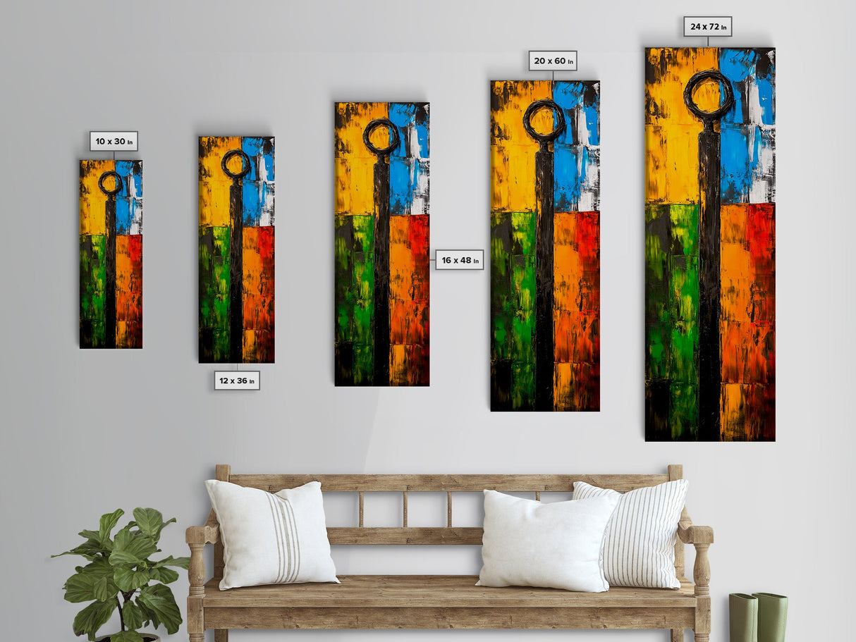 Vibrant Key Art, Colorful Modern Painting, Industrial Wall Decor, Rustic Home Accent, Unique Gift Idea, Framed Canvas Print