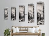 Snowfall Forest, Framed Canvas Print, Winter Scene, Nature Lover Gift, Minimalist Home Decor, Monochrome Art, Living Room Artwork