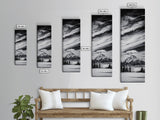 Majestic, Mountain, Black and White, Framed Canvas Print, Sky Photography, Minimalist Wall Art, Home Office Decor, Living Room Artwork