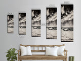 Ocean, Waves, Storm, Canvas Print, Coastal Wall Art, Beach House Decor, Dramatic Seascape, Minimalist Monochrome, Nautical Theme Artwork