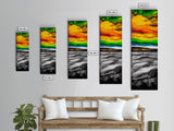 Vibrant, Sunset, Beach, Framed Canvas Print, Colorful Seascape, Tropical Wall Art, Sunset Painting, Living Room Decor, Ocean Art