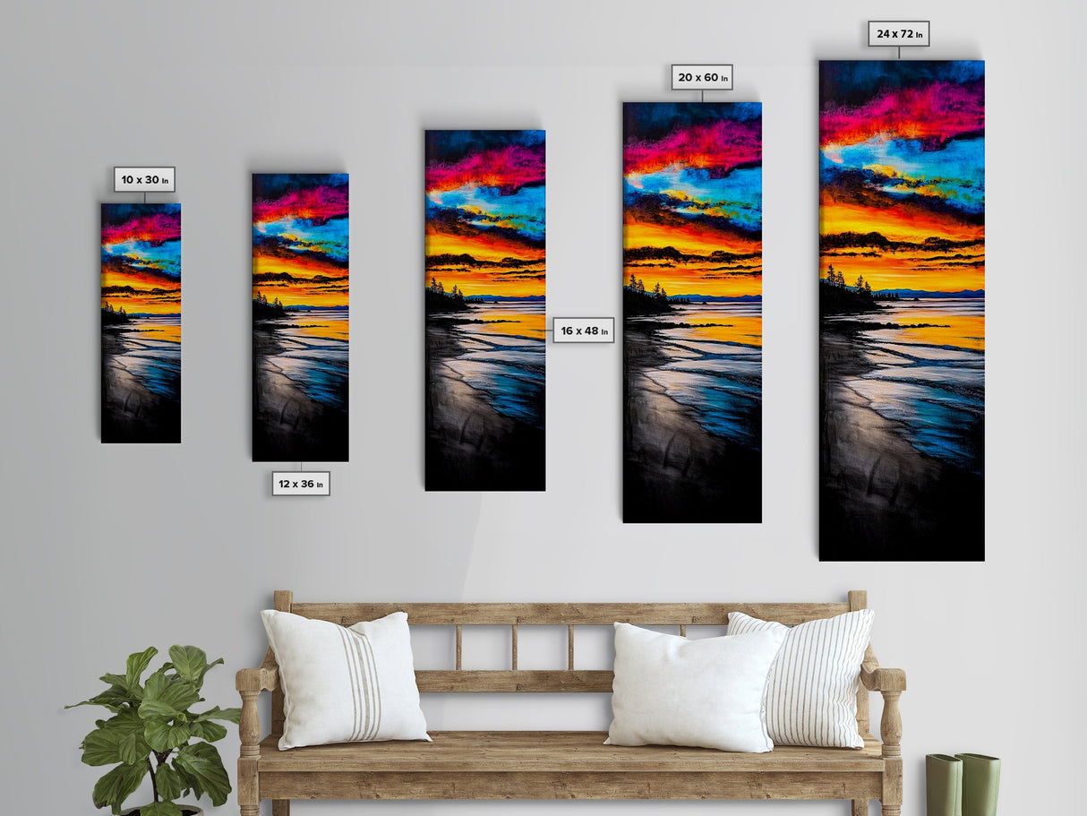 Colorful, Sunset, Reflection, Canvas Print, Ocean View Art, Bright Sunset Painting, Modern Home Decor, Bedroom Wall Art