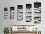 Coastal Waves, Black and White, Green Wave, Framed Canvas Print, Modern Beach Wall Art, Minimalist Ocean Decor, Living Room Art