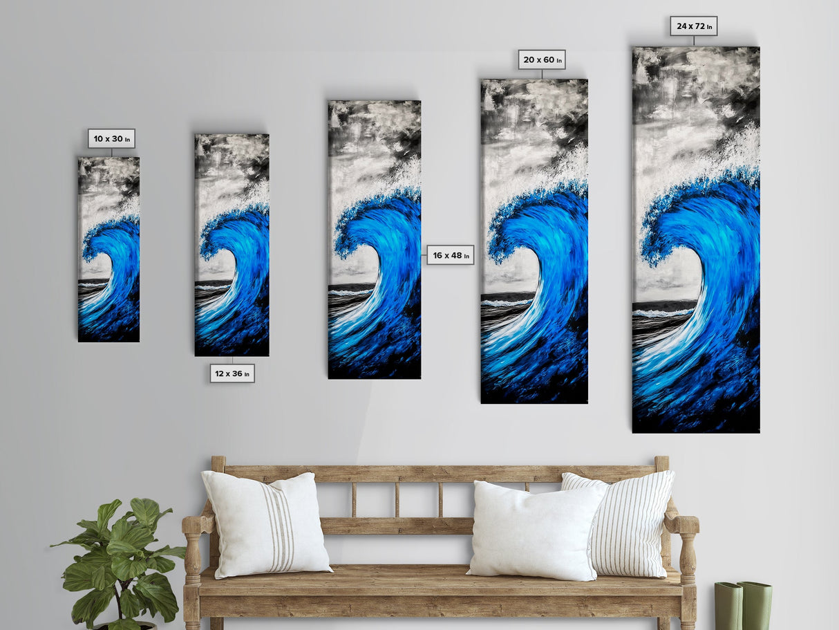 Blue Wave, Powerful Surf, Abstract Water, Canvas Print, Ocean Wall Art, Coastal Minimalist Decor, Modern Beach Home Artwork