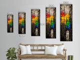 Rainbow Forest, Abstract Trees, Dark Woodland, Canvas Print, Vibrant Nature Art, Boho Home Decor, Fall Wall Artwork
