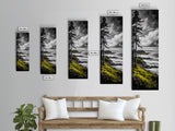 Coastal Cliff, Monochrome Art, Ocean Landscape, Canvas Print, Minimalist Art, Beach House Decor, Black and White Painting, Seaside Art