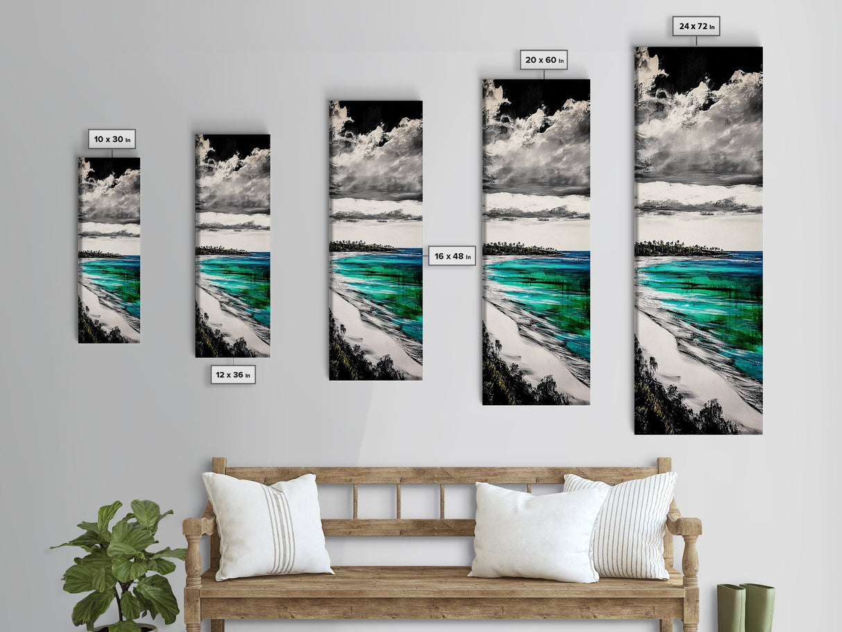 Turquoise Shore, Tropical Art, Beach Landscape, Canvas Print, Coastal Wall Art, Vibrant Ocean Decor, Living Room Artwork, Beach House
