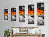 Volcanic Sunset, Fiery Sky, Abstract Mountain, Dramatic Art, Framed Canvas Print, Statement Wall Art, Bold Living Room Decor
