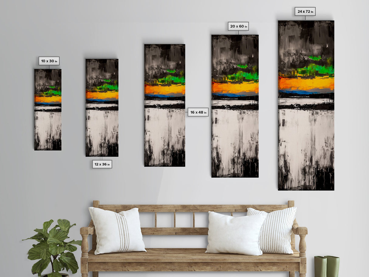 Colorful Sunset, Abstract Seascape, Modern Wall Art, Bold Landscape Painting, Framed Canvas Print, Living Room Decor, Statement Art