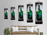 Green Glass Bottle, Modern Still Life, Minimalist Art, Contemporary Home Decor, Framed Canvas Print, Kitchen Wall Art, Vibrant Artwork