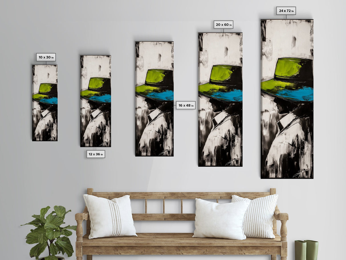 Woman in Hat, Fashion Wall Art, Black and White Portrait, Stylish Decor, Framed Canvas Print, Elegant Home Art, Minimalist Painting