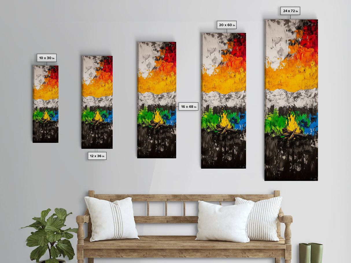 Campfire Glow, Fall Art, Rustic Nature Painting, Canvas Print, Cozy Cabin Decor, Fireplace Artwork, Warm Autumn Wall Art, Adventure Vibes