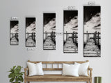 Wooden Dock, Black and White Lake Art, Rustic Cabin Wall Decor, Peaceful Waterfront Scene, Minimalist Landscape, Canvas Print