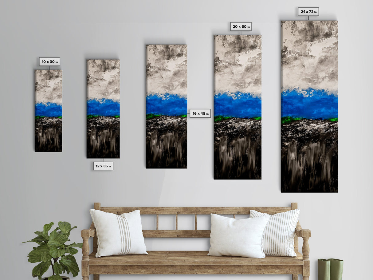 Mountain Horizon, Moody Landscape, Blue Sky Art, Framed Canvas Print, Abstract Nature, Minimalist Decor, Modern Wall Art, Office Decor