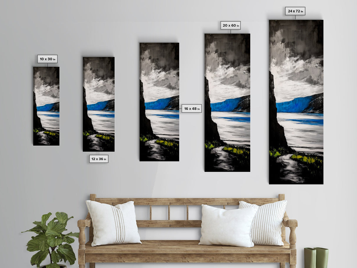 Coastal Cliffs, Ocean Landscape, Abstract Seascape, Modern Art, Canvas Print, Living Room Wall Art, Blue Gray Art, Minimalist Decor