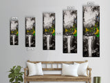 Waterfall Scene, Mountain Landscape, Abstract Nature Art, Canvas Print, Wilderness Wall Art, Green Yellow Decor, Adventure Home Decor